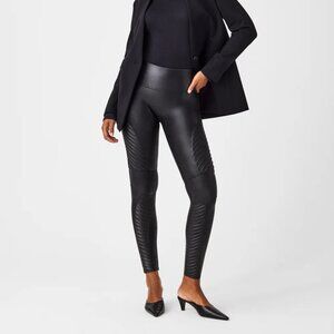 Spanx Faux Leather Moto Leggings Size Small
